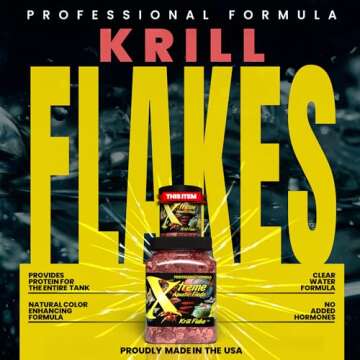 Xtreme Krill Flakes - Premium Max Protein Freshwater Fish Food with 100% Krill and Shrimp, & Vitamin...