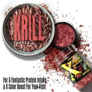 Xtreme Krill Flakes - Premium Max Protein Freshwater Fish Food with 100% Krill and Shrimp, & Vitamins for Optimal Immune and Digestive Health, Boosts Color & Energy – USA Farm Grown (1oz)