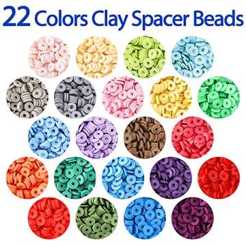 DICOBD 3300pcs Polymer Clay Beads Flat Heishi Beads for Jewelry Making with Pendants, 22 Colors