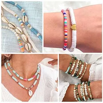 DICOBD 3300pcs Polymer Clay Beads Flat Heishi Beads for Jewelry Making with Pendants, 22 Colors