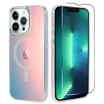 AIGOMARA Designed for iPhone 13 Pro Max Case [Compatible with Magsafe] [Fluorescent Iridescent Color...