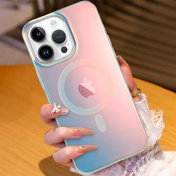 AIGOMARA Designed for iPhone 13 Pro Max Case [Compatible with Magsafe] [Fluorescent Iridescent Color] Slim Shockproof Translucent Matte Protective Phone Case for Women Girls 6.7 Inch
