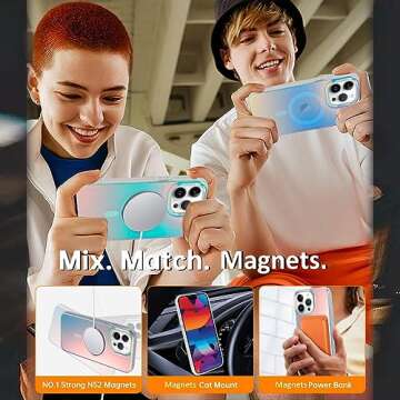 AIGOMARA Designed for iPhone 13 Pro Max Case [Compatible with Magsafe] [Fluorescent Iridescent Color] Slim Shockproof Translucent Matte Protective Phone Case for Women Girls 6.7 Inch