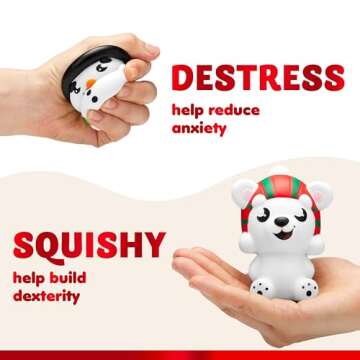 JOYIN 6 Pack Christmas Themed Squishy Toys Slow Rising Stress Relief Super Soft Squeeze Kawaii Cute Christmas Friends Characters Toys for Boys Girls