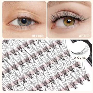 Bodermincer 240pcs 10D D Curl Lashes Clusters Professional Makeup Individual Cluster Eye Lashes (10D-D Curl-10mm)
