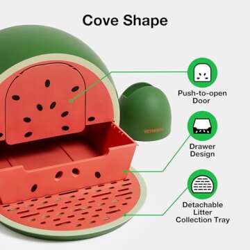 VETRESKA Cat Litter Box Large Enclosed Cat Litter Box with Lid and Scoop, Hooded Sifting Kitty Litte...