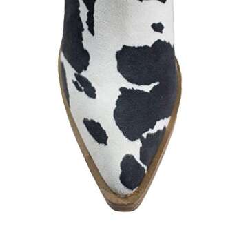 ARIDER GIRL Dako Women's Western Ankle Boots (Cow White Black,5.5)