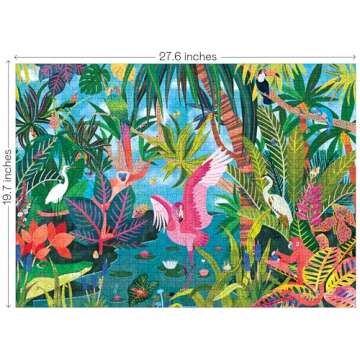 Elena Essex Jigsaw Puzzles - Rainforest Runway | Puzzle 1000 Pieces | Puzzles for Adults | Animal Bird Jungle Flamingo Puzzle | Puzzle Size 28x20 inches