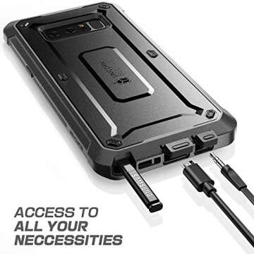 SUPCASE for Samsung Galaxy Note 8 Case with Screen Protector (Unicorn Beetle), [Built-in Belt Clip] Heavy Duty Full-Body Rugged Holster Protective Phone Case for Galaxy Note 8 (2017 Release), Black