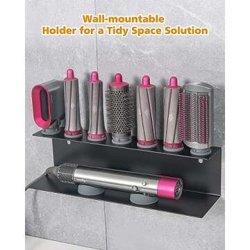 chorten nyima Storage Holder for Dyson Airwrap, 7-Holes Countertop Dyson Airwrap Organizer Wall Moun...