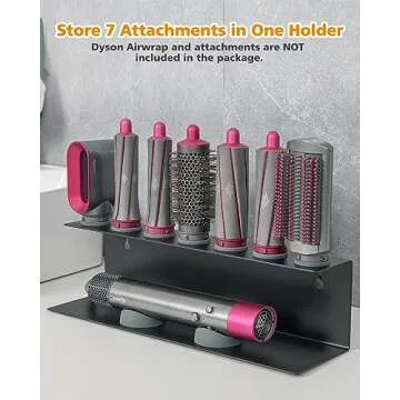 chorten nyima Storage Holder for Dyson Airwrap, 7-Holes Countertop Dyson Airwrap Organizer Wall Mount for Dyson Airwrap Attachments Black, Dyson Airwrap Holder