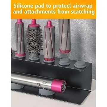 chorten nyima Storage Holder for Dyson Airwrap, 7-Holes Countertop Dyson Airwrap Organizer Wall Mount for Dyson Airwrap Attachments Black, Dyson Airwrap Holder