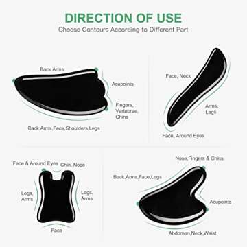 airogym Guasha Massage Tool，Natural Stone Gua Sha Board, 4PCS Guasha Stone Scraping Massage Sets f...