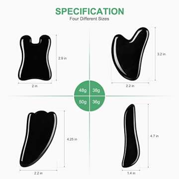 airogym Guasha Massage Tool，Natural Stone Gua Sha Board, 4PCS Guasha Stone Scraping Massage Sets for SPA Acupuncture Physical Therapy Muscle Knots Facial Caring Point Treatment (Black Stone)