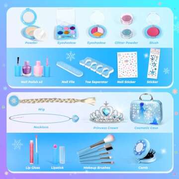 INNOCHEER Kids Makeup Kit for Girl Toys, Frozen Makeup Set for Girls, Real Washable Makeup Kit for Girls, Birthday Christmas Princess Gifts for Girls Kids Toddlers Age 3 4 5 6 7 8 9 10 11 12 Year Old