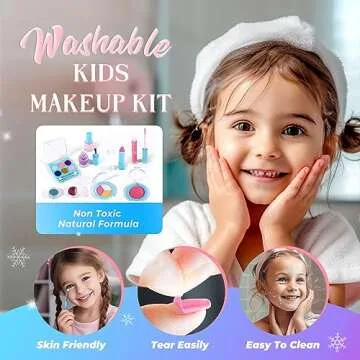 INNOCHEER Kids Makeup Kit for Girl Toys, Frozen Makeup Set for Girls, Real Washable Makeup Kit for Girls, Birthday Christmas Princess Gifts for Girls Kids Toddlers Age 3 4 5 6 7 8 9 10 11 12 Year Old