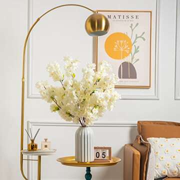 Floralsecret Artificial Cherry Blossom Flowers - 4 Branches, 42.52 Inch in White Silk Cherry Blossom...