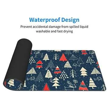 Christmas XL Large Mouse Pad, Pull Desk Gaming Mousepad with Christmas Tree, Dog, Deer and Snowflakes, Extended Big Keyboard Computer Desktop Mat Deskmat for Women Office, 31.5 * 11.8 Inches