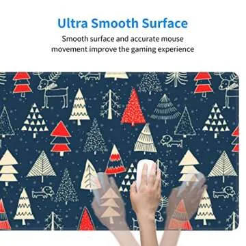 Christmas XL Large Mouse Pad, Pull Desk Gaming Mousepad with Christmas Tree, Dog, Deer and Snowflakes, Extended Big Keyboard Computer Desktop Mat Deskmat for Women Office, 31.5 * 11.8 Inches