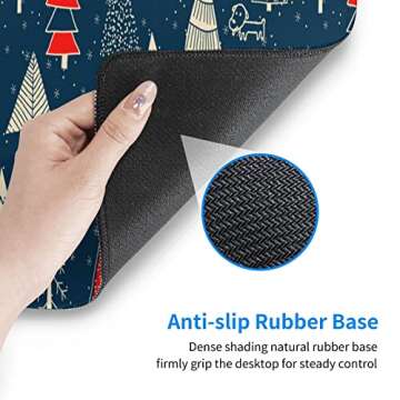 Christmas XL Large Mouse Pad, Pull Desk Gaming Mousepad with Christmas Tree, Dog, Deer and Snowflakes, Extended Big Keyboard Computer Desktop Mat Deskmat for Women Office, 31.5 * 11.8 Inches