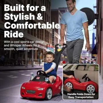Step2 Whisper Ride Cruiser Kids Push Car, Ride On Toy, Stroller Substitute, Includes Seat Belt & Hor...