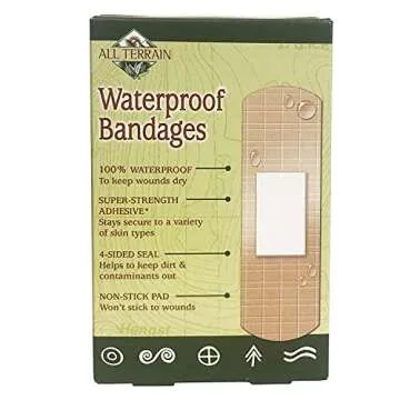 All Terrain Waterproof Strong Strip Bandages, 100% Sterile, Adhesive, Latex-Free, Non-Stick Pads, 1.0 x 3.25-Inch, 20 Ct