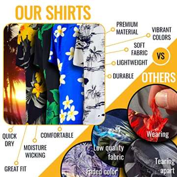 Tropical Luau Beach Floral Print Men’s Hawaiian Aloha Shirt (X-Large, Cream/Blue)