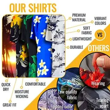 Tropical Luau Beach Floral Print Men’s Hawaiian Aloha Shirt (X-Large, Cream/Blue)