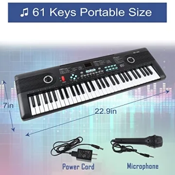 61-Key Portable Electronic Piano for Beginners & Kids