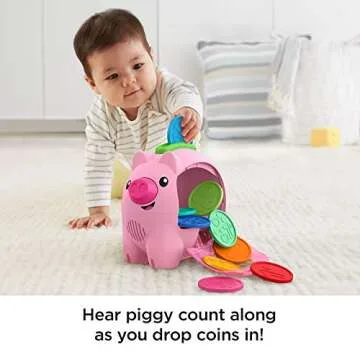Fisher-Price Baby Musical Toy Laugh & Learn Count & Rumble Piggy Bank with Songs & Motion for Infants & Toddlers Ages 6+ Months​