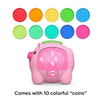 Fisher-Price Baby Musical Toy Laugh & Learn Count & Rumble Piggy Bank with Songs & Motion for Infants & Toddlers Ages 6+ Months​