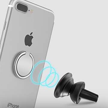 Phone Ring, Phone Ring Stand, 360°Rotation and 180°Flip Universal Ring Holder Grip Kickstand Mount Phone Ring for iPhone 7 7 Plus 6S 6, Samsung Galaxy S6 S7, Note, LG (Silver)