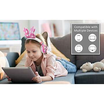 eKids Minnie Mouse Headphones for Kids, Wired Headphones for School, Home or Travel