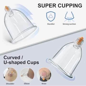 AIKOTOO Cupping Set - Cupping Therapy Set w/ 12 Massage Cups for Pain Relief Physical Therapy Body Massage Cupping Kit for Massage Therapy Vacuum Cups with Pump