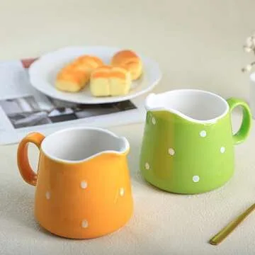 Adorable Polka Dot Ceramic Creamer for Milk and Sauces