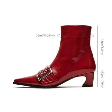 Vaslemuse Women Booties Buckle Ankle Boots Kitten Low Heel Eyelet Booties Sexy Pointy Toe Fashion Dr...