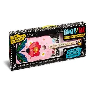 TinkerTar - Pink Floral Acoustic Guitar - The Easiest Way to Start and Learn Guitar - 1 Stringed Toy...