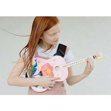 TinkerTar - Pink Floral Acoustic Guitar - The Easiest Way to Start and Learn Guitar - 1 Stringed Toy Instrument for Kids Perfect Intro to Music for Young Kids Ages 3 and up - from Buffalo Games