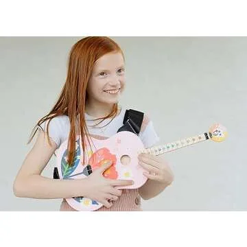 TinkerTar - Pink Floral Acoustic Guitar - The Easiest Way to Start and Learn Guitar - 1 Stringed Toy Instrument for Kids Perfect Intro to Music for Young Kids Ages 3 and up - from Buffalo Games