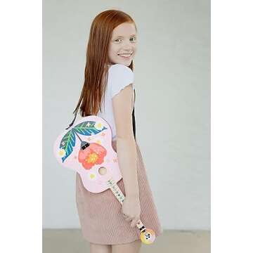 TinkerTar - Pink Floral Acoustic Guitar - The Easiest Way to Start and Learn Guitar - 1 Stringed Toy Instrument for Kids Perfect Intro to Music for Young Kids Ages 3 and up - from Buffalo Games