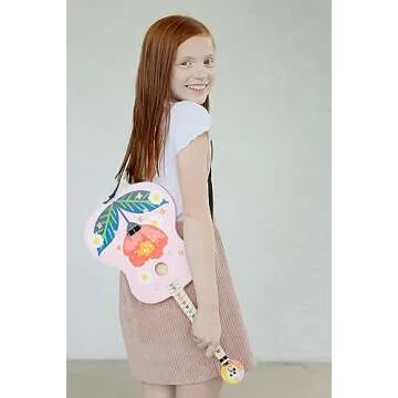 TinkerTar - Pink Floral Acoustic Guitar - The Easiest Way to Start and Learn Guitar - 1 Stringed Toy Instrument for Kids Perfect Intro to Music for Young Kids Ages 3 and up - from Buffalo Games