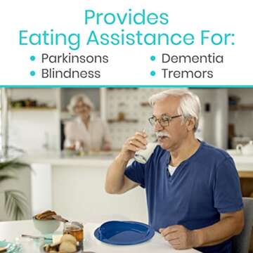 Vive Spill-Proof Scoop Plate, 9" (2 Pack) - Dish with Wall for Disabled, Handicapped, Elderly Adults with Special Needs from Parkinsons, Dementia, Stroke, Tremors with - Non Skid Padded Bottom