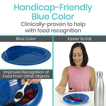 Vive Spill-Proof Scoop Plate, 9" (2 Pack) - Dish with Wall for Disabled, Handicapped, Elderly Adults with Special Needs from Parkinsons, Dementia, Stroke, Tremors with - Non Skid Padded Bottom