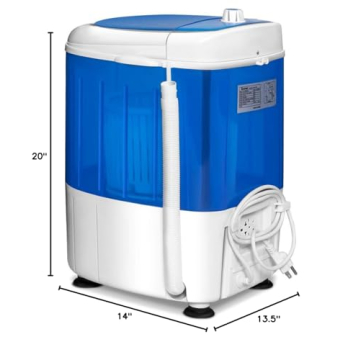 COSTWAY Portable Mini Washing Machine with Spin Dryer, Washing Capacity 5.5lbs, Electric Compact Machines Durable Design Energy Saving, Rotary Controller, Laundry Washer for Home Apartment RV, Blue