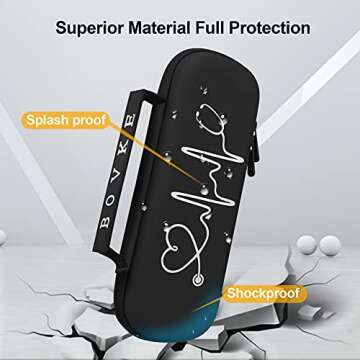 BOVKE Stethoscope Case, Lightweight Slim Stethoscope Holder Compatible with 3M Littmann Classic III, Lightweight II S.E, Littmann Cardiology IV, MDF Acoustica Deluxe Stethoscopes, Black