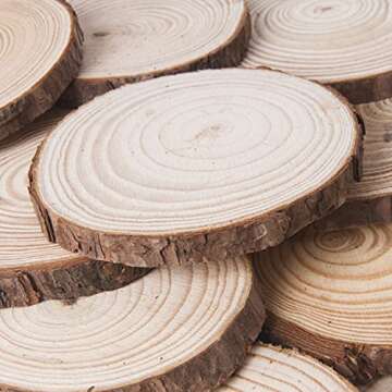 Natural Wood Slices for DIY Crafts - 24 Pcs