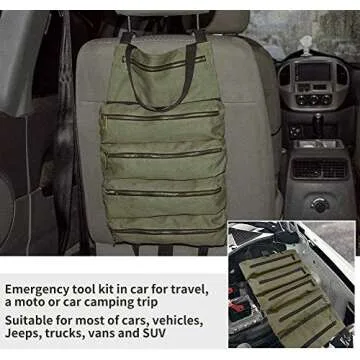 Super Roll Tool Roll,Multi-Purpose Roll Up Tool Bag, Wrench Roll,Canvas Tool Organizer Bucket,Car First Aid Kit Wrap Roll Storage Case,Hanging Tool Zipper Carrier Tote,Car Camping Gear