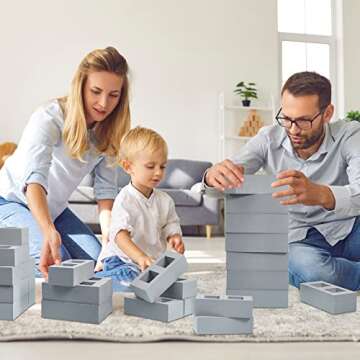 Zhanmai 50 Pack Foam Brick Building Blocks for Kids Thick Cinder Foam Blocks Large Rectangle Fake Bricks Construction Toy for Stacking and Building 8 x 4 x 2.4 Inch