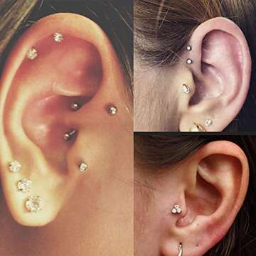 MODRSA 16G Helix & Tragus Stainless Steel Earrings