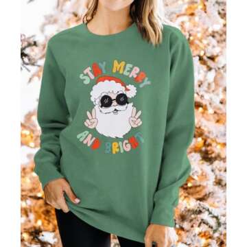 KEKEMI Merry Christmas Santa Sweatshirt for Women